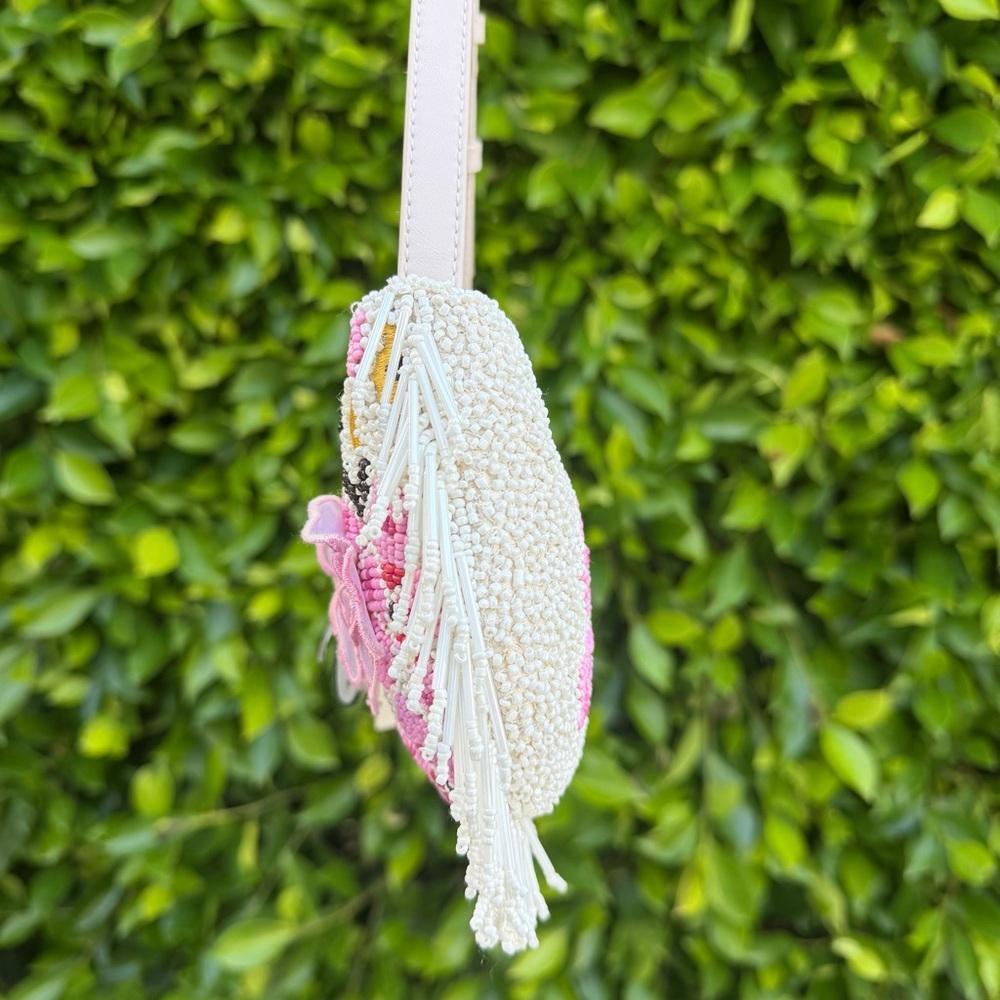 STAUD Alana Shoulder Bag Floral Beaded Shoulder Bag - Pink & White - Picture 6 of 6